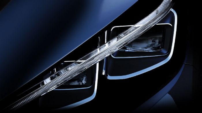 Από την πρώτη teaser εικόνα που δημοσιοποίησε η Nissan βλέπουμε ότι το νέο Leaf θα εξοπλίζεται με εξελιγμένους LED προβολείς.