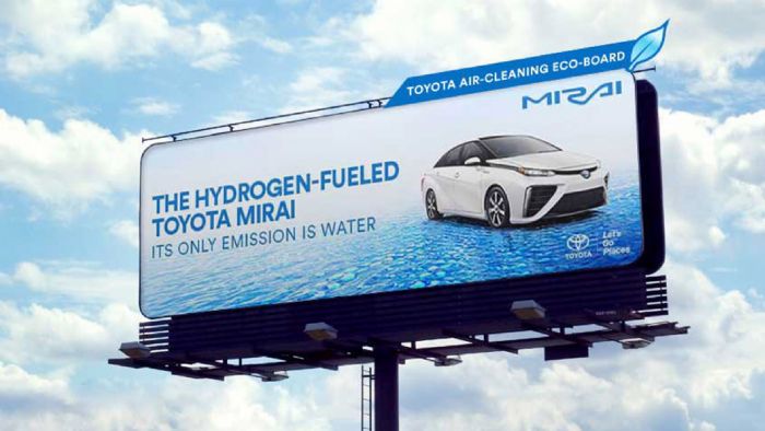 Η Toyota βρήκε έναν πολύ έξυπνο και οικολογικό τρόπο να διαφημίσει το υδρογονοκίνητο Mirai.	