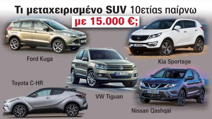 Τι μεταχειρισμένο SUV 10ετίας παίρνω με 15.000 ευρώ; 