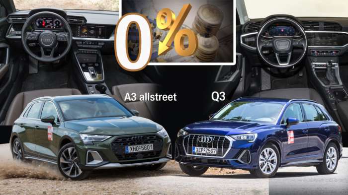 Ετοιμοπαράδοτα με 0% επιτόκιο τα Audi A3 allstreet & Q3 