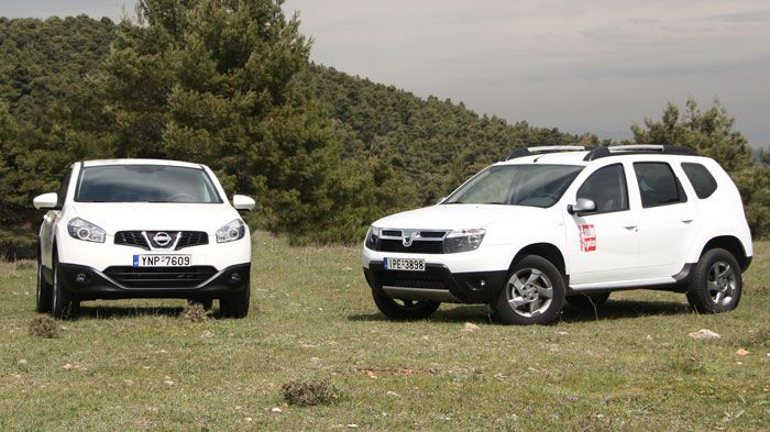 Το ανανεωμένο Dacia Duster στη 2κίνητη έκδοση 1,5 dCi, βρίσκει απέναντί του το εξίσου προσιτό Nissan Qashqai 1,5 dCi.