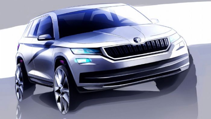 Το Skoda Kodiaq είναι αρκετά δυναμικό, τουλάχιστον στα σκίτσα... Ελπίζουμε να παραμείνει έτσι και στην παραγωγή.