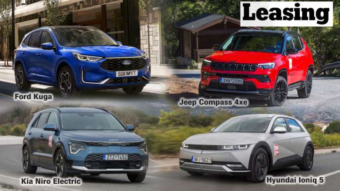 Top Leasing επιλογές: Ford Kuga, Jeep Compass, Hyundai Ioniq 5, Kia Niro