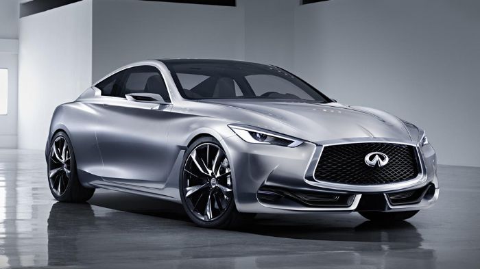 Το Infiniti Q60 concept αποτελεί μια πρόγευση ενός μελλοντικού sports coupe επιδόσεων και αντλεί τη σχεδιαστική του έμπνευση από τα Q80 Inspiration concept και Q50 Eau Rouge. 