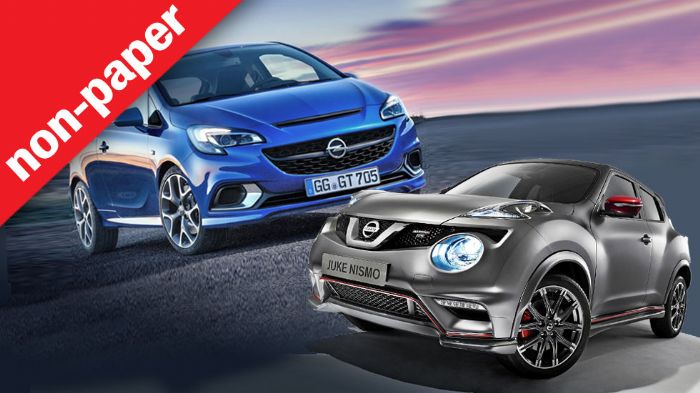 Με 218 άλογα το Nissan Juke Nismo RS είναι η ιαπωνική πρόκληση στα 207 γερμανικά άλογα του Opel Corsa OPC.