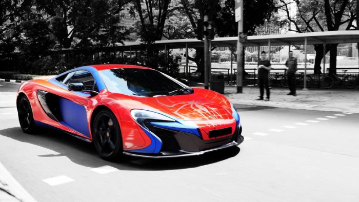 Από τις δημιουργίες της WrapStyle ξεχωρίζει η McLaren 650S του Spider-Man.