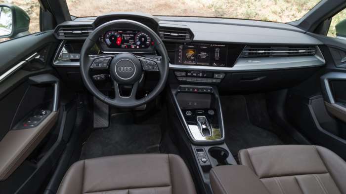 O βασικός εξοπλισμός του Audi A3 allstreet περιλαμβάνει αυτόματο κλιματισμό, ambient (ατμοσφαιρικό) φωτισμό και το μπροστινό κεντρικό υποβραχιόνιο.