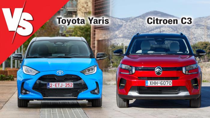 Η νέα γενιά του Citroen C3 έχει ξεκάθαρα crossover ύφος, με το Toyota Yaris να είναι πιο «μαζεμένο» αλλά δυναμικό.