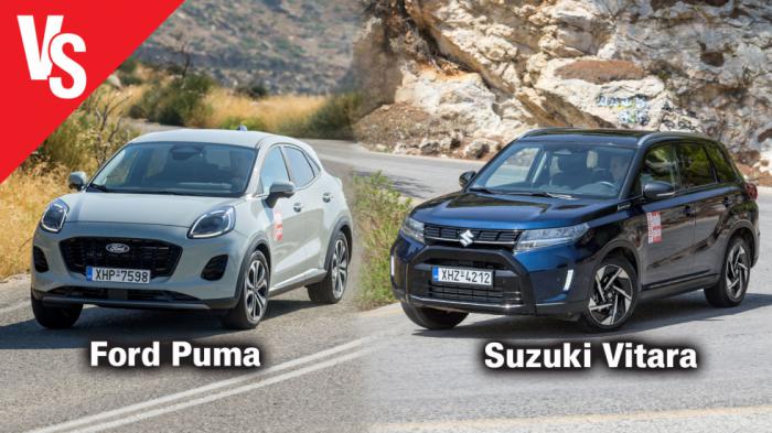 Ήπια υβριδικά μικρά SUV: Ford Puma (125 PS) ή Suzuki Vitara (129 PS); 