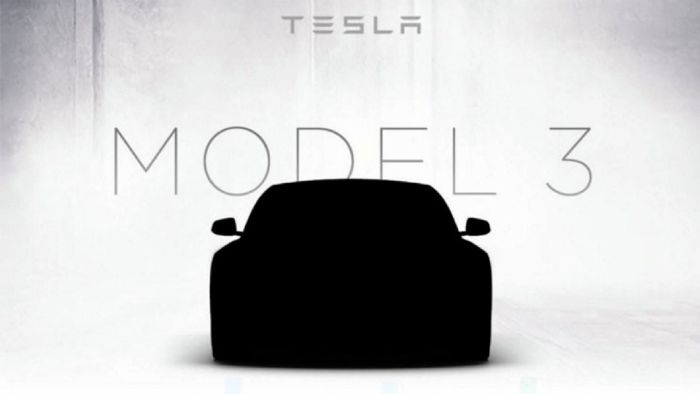 Η Tesla Motors δίνει σήμερα στη δημοσιότητα την πρώτη προωθητική εικόνα του Model 3, το οποίο θα αποκαλυφθεί επισήμως στην έκθεση της Ν. Υόρκης στις 31 Μαρτίου.