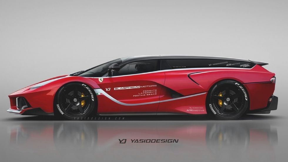 Η Ferrari FXX K κρατάει ένα πολύ δυναμικό και με έντονες ακμές προφίλ ακόμα και στην έκδοση shooting brake.