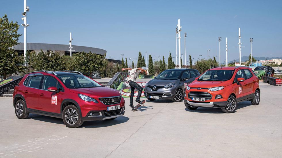 Ανανεωμένο Peugeot 2008 1,6 BlueHDI VS Ford EcoSport 1,5 TDCi VS Renault Captur 1,5 dCi