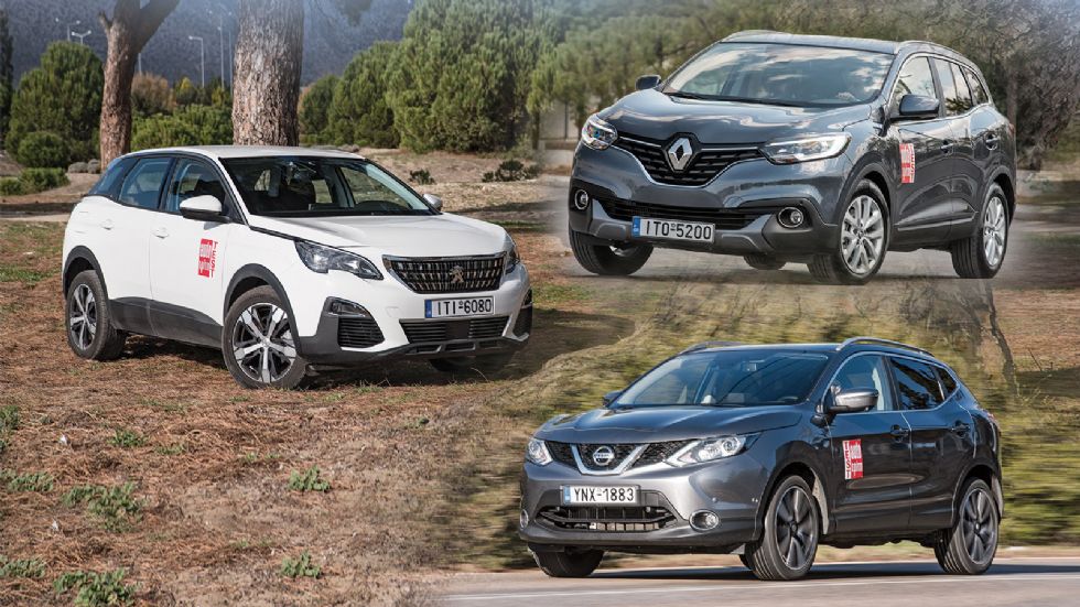 Θέτουμε αντιμέτωπα τα βενζινοκίνητα Nissan Qashqai, Renault Kadjar και Peugeot 3008 στις εκδόσεις τους με τους 1.200άρηδες turbo κινητήρες. Ποιο κερδίζει τη μάχη; Εσείς ποιο θα επιλέγατε;