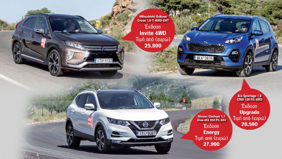 Kia Sportage Vs Mitsubishi Eclipse Cross Vs Nissan Qashqai