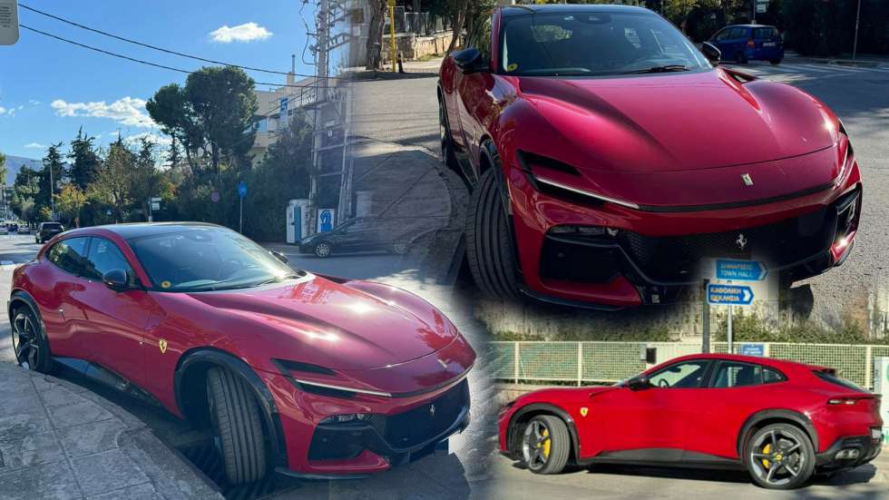 Το πρώτο SUV της Ferrari παρκαρισμένο παράνομα στην Αθήνα