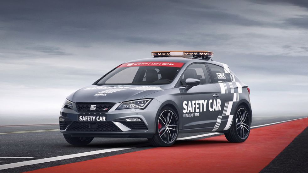 Το νέο αυτοκίνητο ασφαλείας για τα World Superbikes, το SEAT Leon Cupra. 