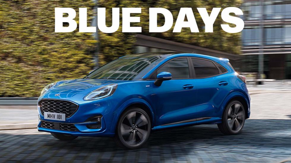 Το Ford Puma, με το πρόγραμμα Blue Days, προσφέρεται με 2,99% επιτόκιο, προκαταβολή από 4.799 ευρώ, 8 χρόνια εγγύηση και όφελος 1.000 ευρώ.