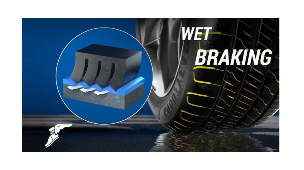 Η τεχνολογία «Wet Braking» του Goodyear EfficientGrip Performance 2 βελτιώνει την πρόσφυση στο βρεγμένο.