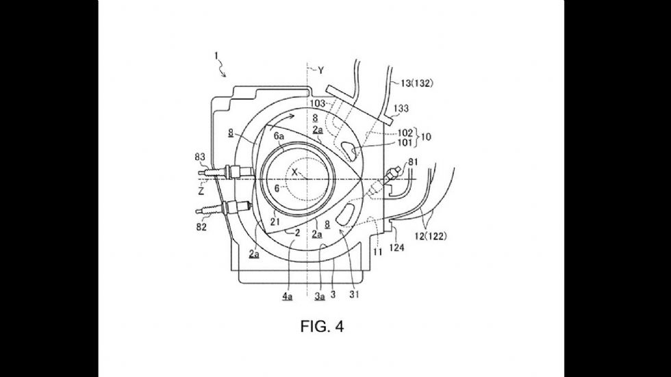Η πατέντα της Mazda, είναι η τοποθέτηση του κινητήρα «ανάποδα» σε σχέση με πριν. Φωτογραφία από το έγγραφο ευρεσιτεχνίας που κατέθεσε η Mazda το 2015.