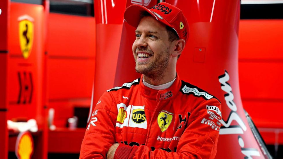 Ο Sebastian Vettel στα χρώματα της Ferrari. 