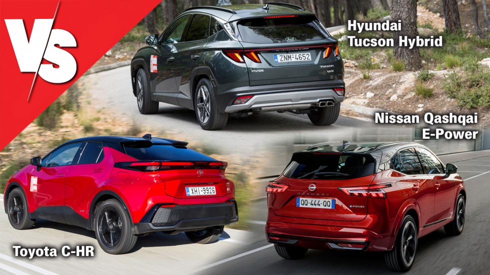 Υβριδικά SUV στις κορυφαίες εκδόσεις τους: Hyundai Tucson Vs Nissan Qashqai Vs Toyota C-HR