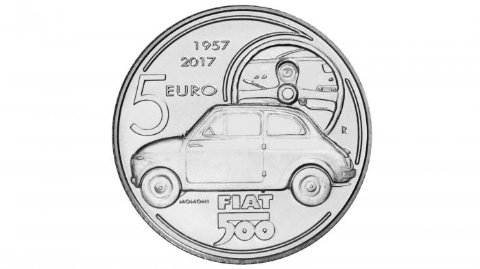 Το Fiat 500 κοσμεί το νόμισμα των 5 ευρώ, με αφορμή τα γενέθλια των 60 χρόνων του μοντέλου.