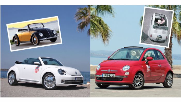 Fiat 500C 0,9 TwinAir Dualogic vs VW Beetle Cabrio 1,2 TSI