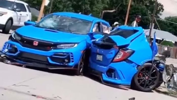 Honda Civic Type R κόπηκε στα δύο μετά από τρακάρισμα