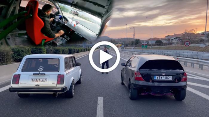 Honda Civic turbo τα βάζει με Lada με κινητήρα από Silvia