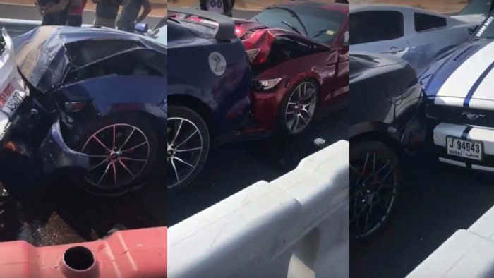 Καραμπόλα με πέντε Mustang (+video)