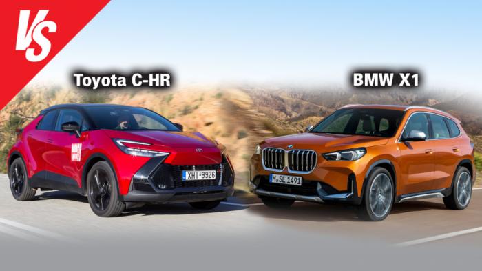 Υβριδικό Toyota C-HR με 200 άλογα ή mild hybrid BMW X1 με 170;