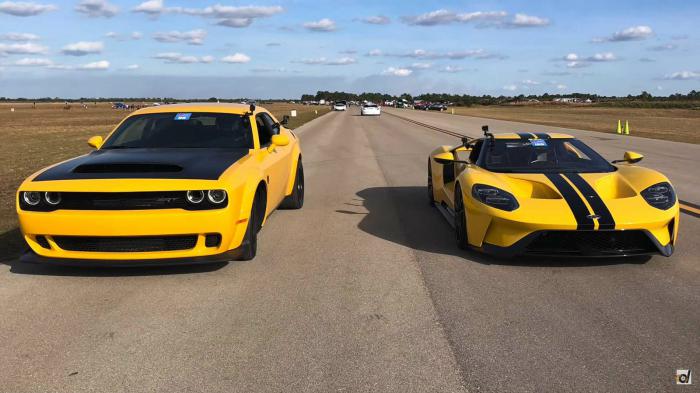 Dodge Challenger SRT Demon VS Ford GT (+vid)