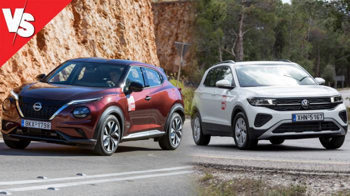 Στα 25 χιλιάρικα, ποιο μικρό SUV: Nissan Juke ή Volkswagen T-Cross; Στα 25 χιλιάρικα, ποιο μικρό SUV: Nissan Juke ή Volkswagen T-Cross;