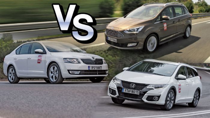 Grand C-Max Vs Civic Tourer Vs Octavia