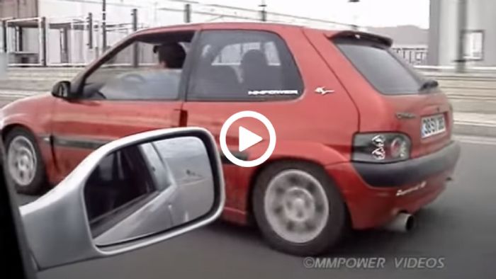 Τουρμπάτο Peugeot 106 πελατιάζει ανελέητα Citroen Saxo VTS