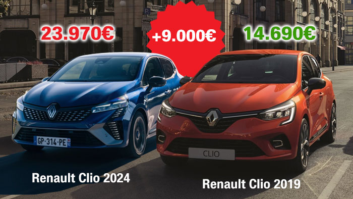 To 2019 λοιπόν έπαιρνες Renault Clio diesel από 14.690 ευρώ. Τώρα το πιο προσιτό diesel κοστίζει από 23.970 ευρώ, δηλαδή 9.280 ευρώ παραπάνω