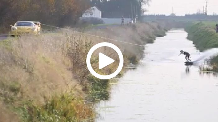 Wakeboarding πίσω από μια Ferrari F50